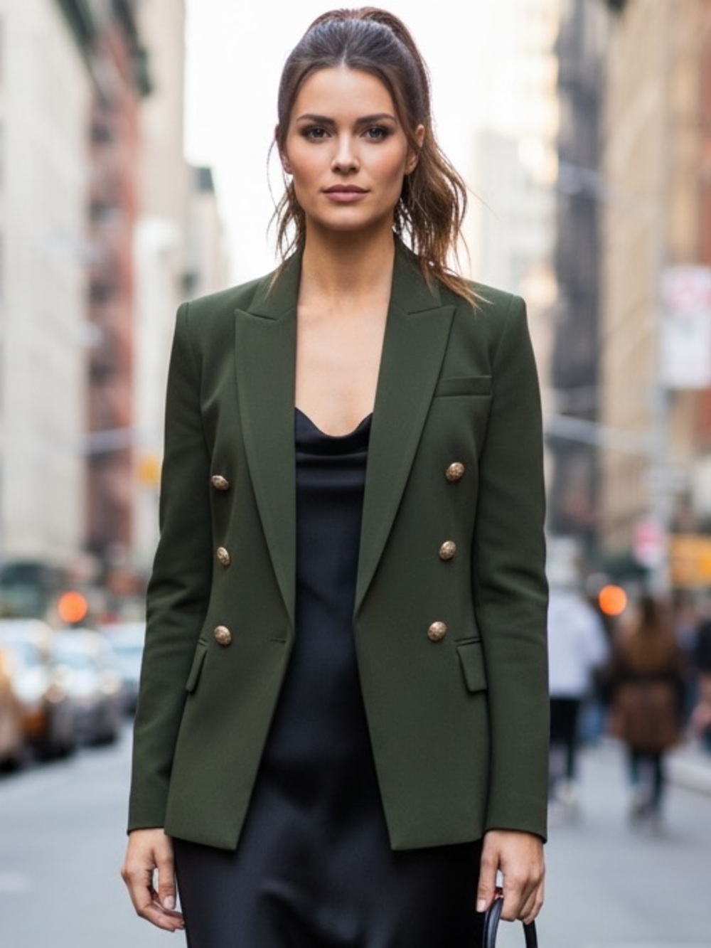 L'Agence Green Military Blazer Tailored Utility Style Size 0